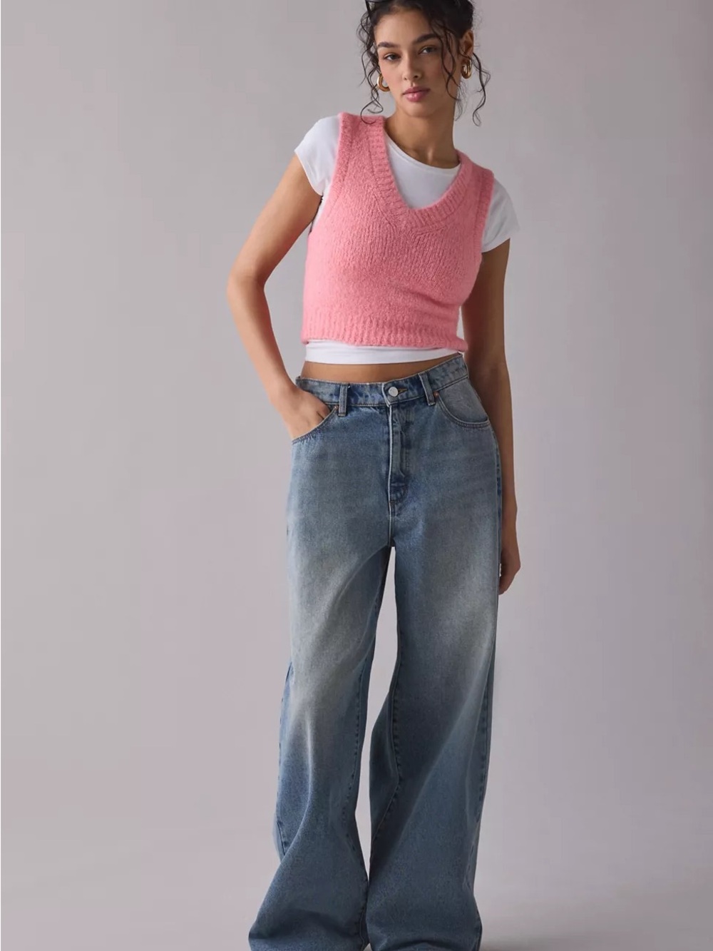 Urban Outfitters BDG Pink Knit Sweater Vest Small